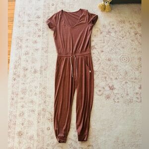 Rust Brown Vuori V-Neck Jumpsuit